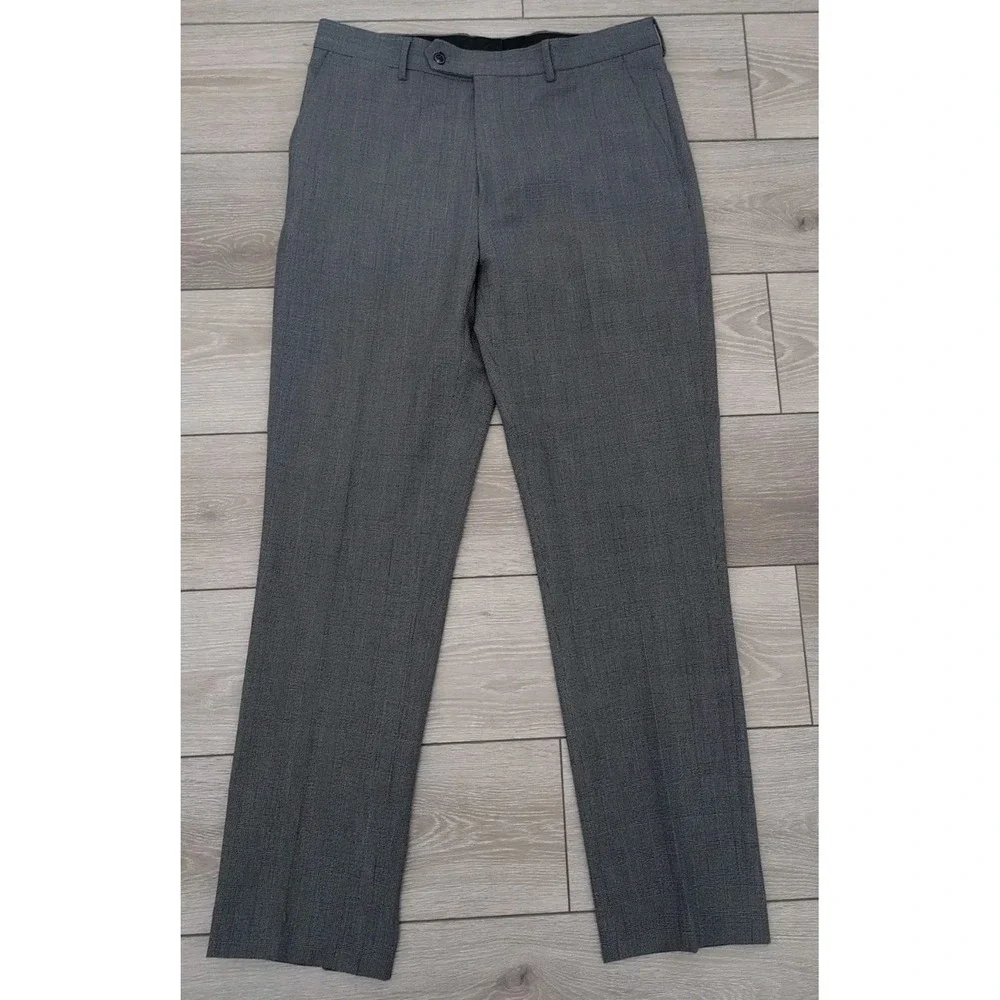 Ben Sherman Mens Bell 40L 34W Gray‎ Plaid 2pc Suit